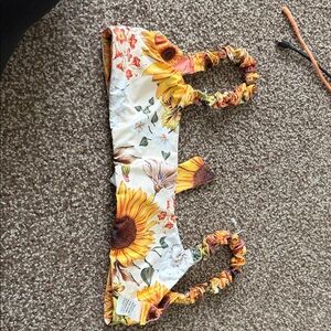 Agua Bendita Sunflower Print Bikini Top